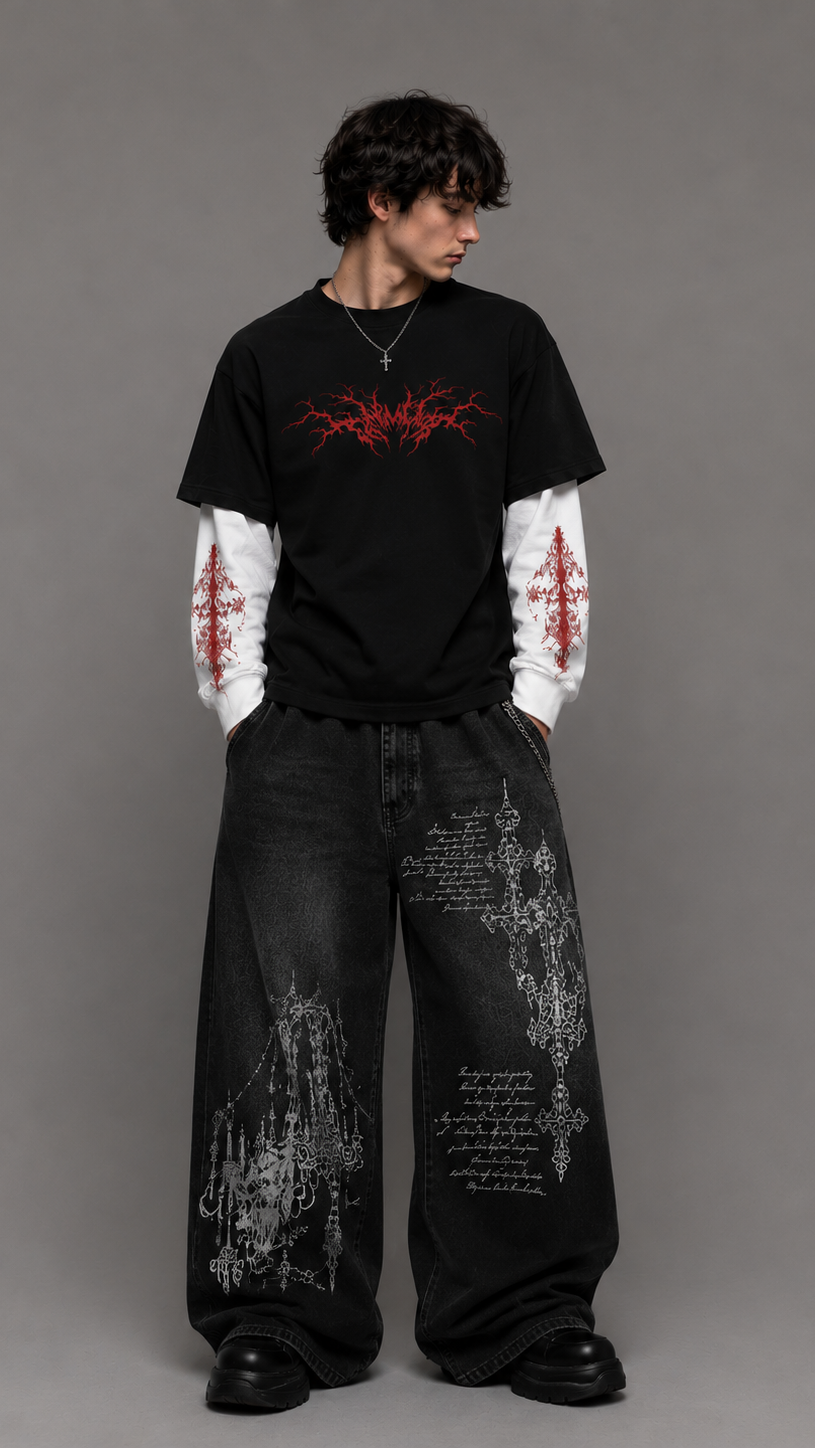 Grunge Oversized Layered Tee