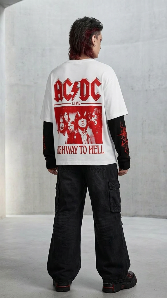 AC DC - Oversized Layered Tee