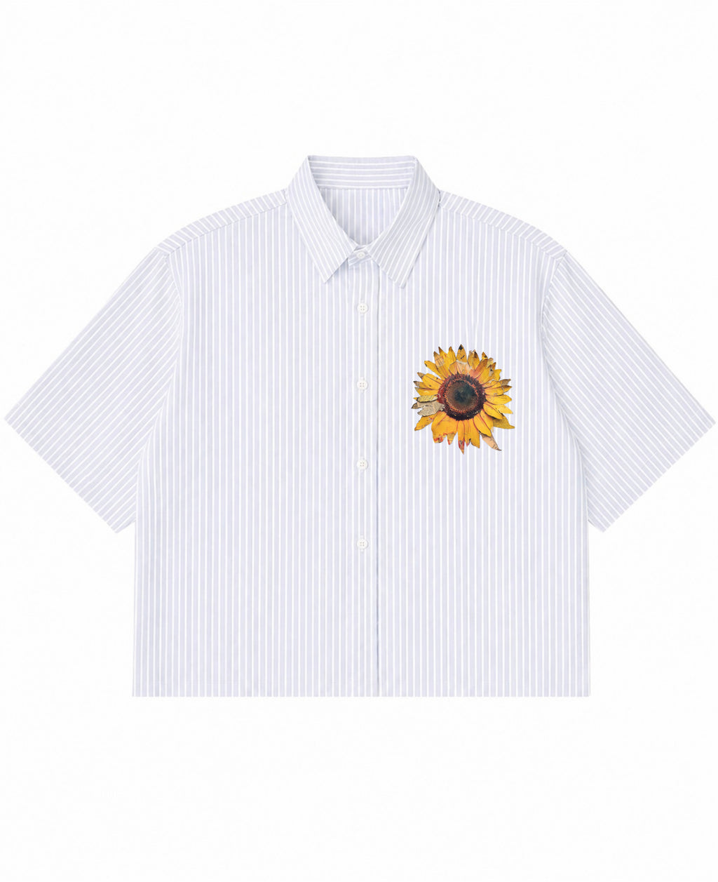 Blue Striped Oxford Boxy Shirt Front Design