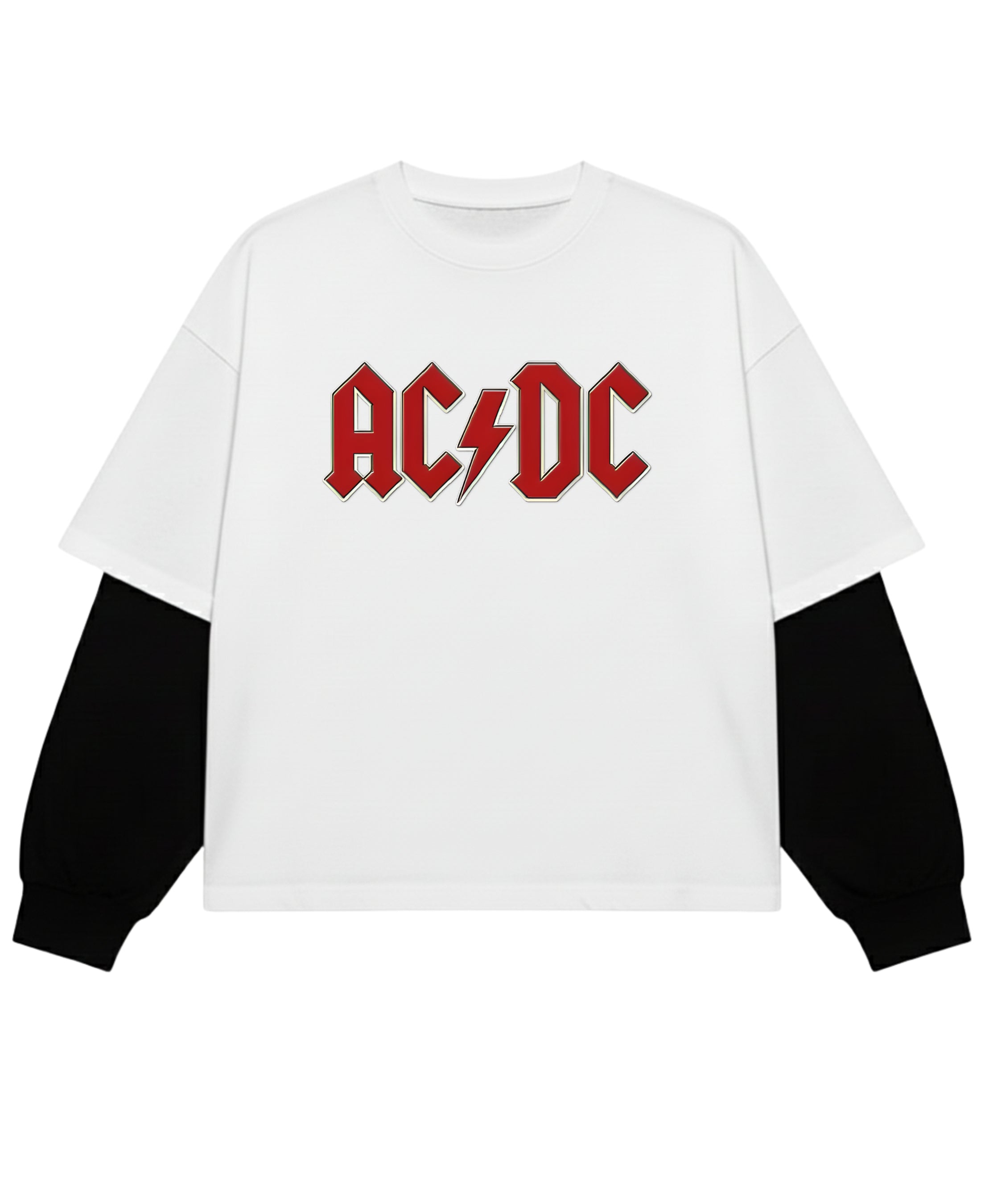 White With Black Sleeve Oversized Tee Front Design