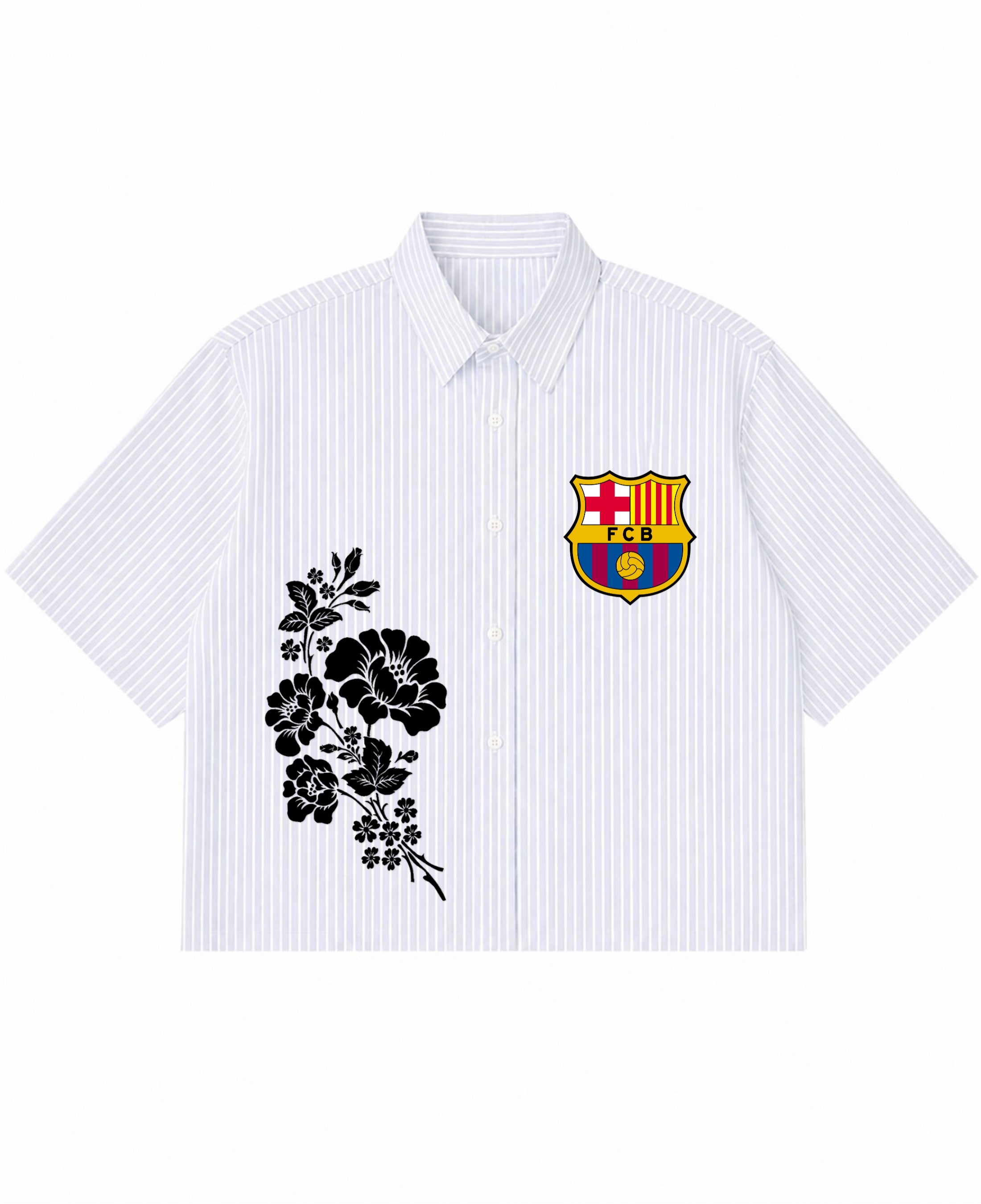 Blue Striped Oxford Boxy Shirt Front Design