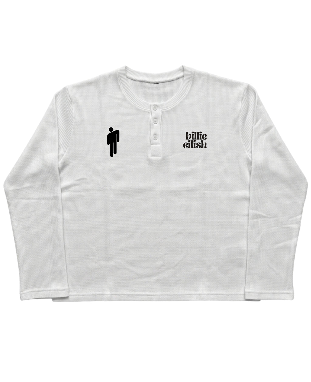 White Henley waffle knit Front Design