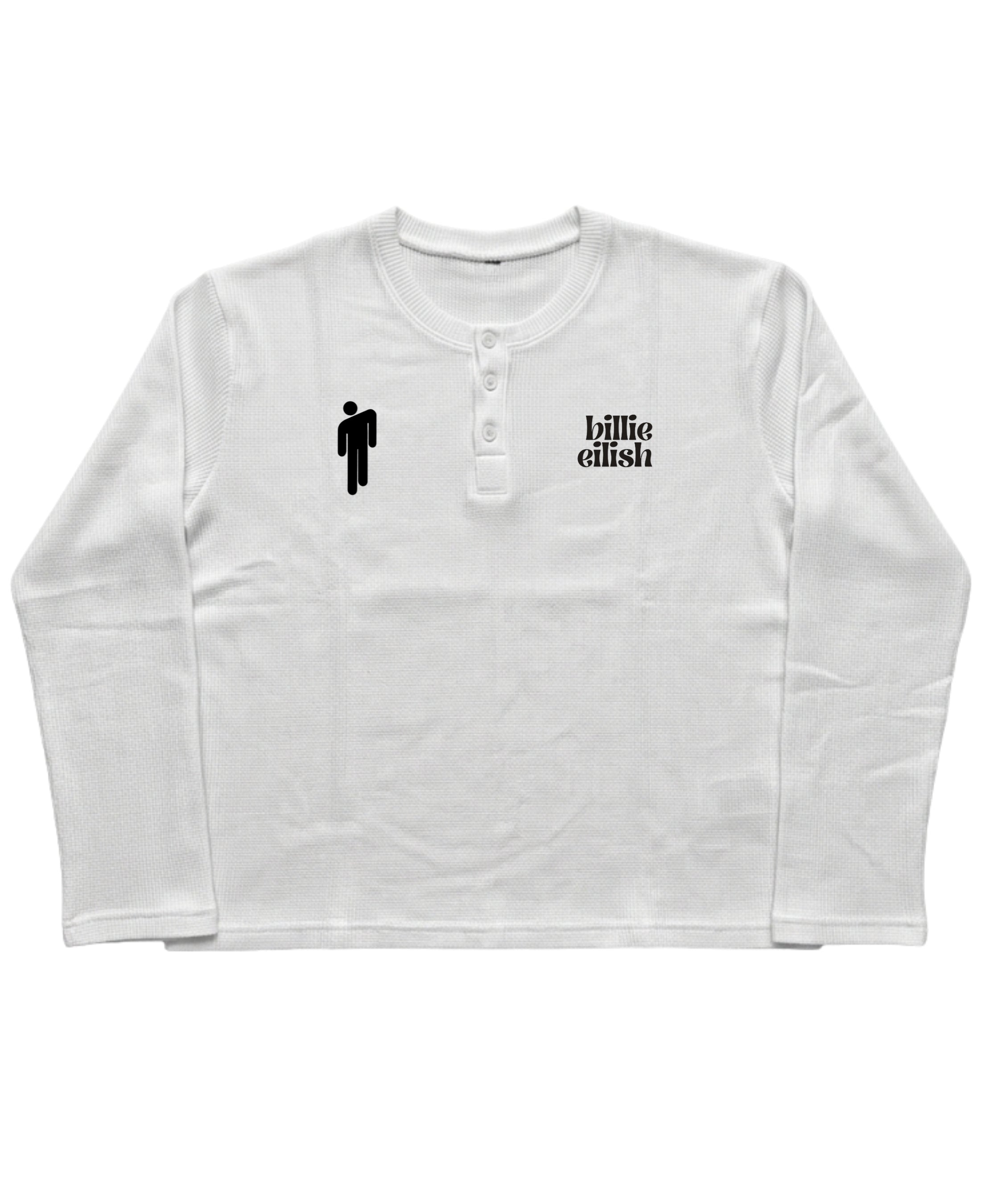 White Henley waffle knit Front Design