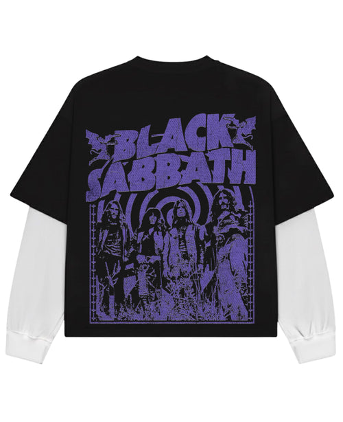 Black With White Sleeve Oversized Tee Back Design