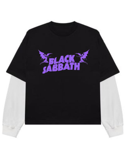 Black With White Sleeve Oversized Tee Front Design