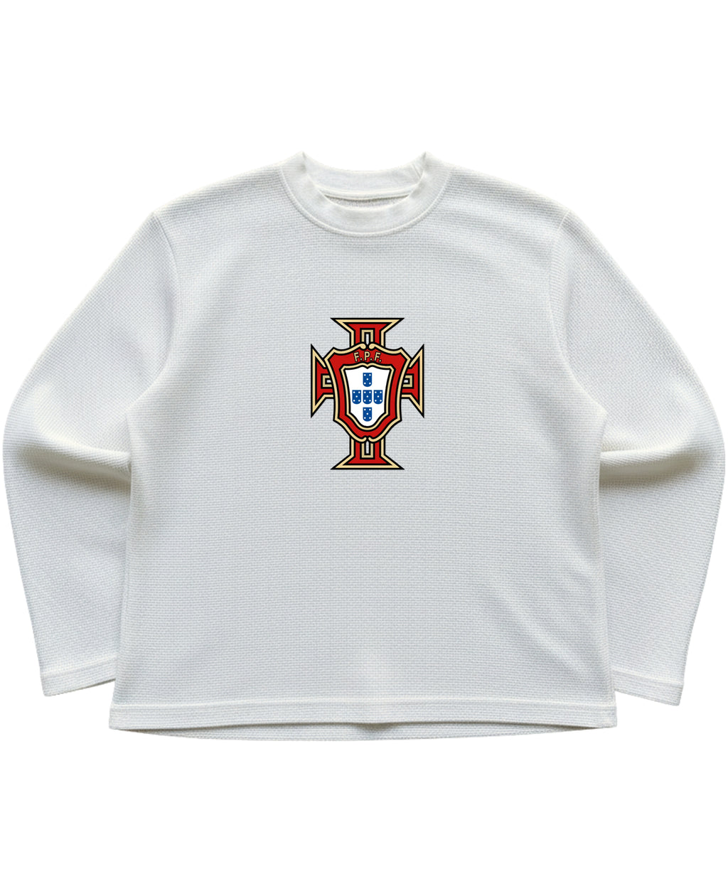 Off-white waffle knit oversized full-sleeve Front Design