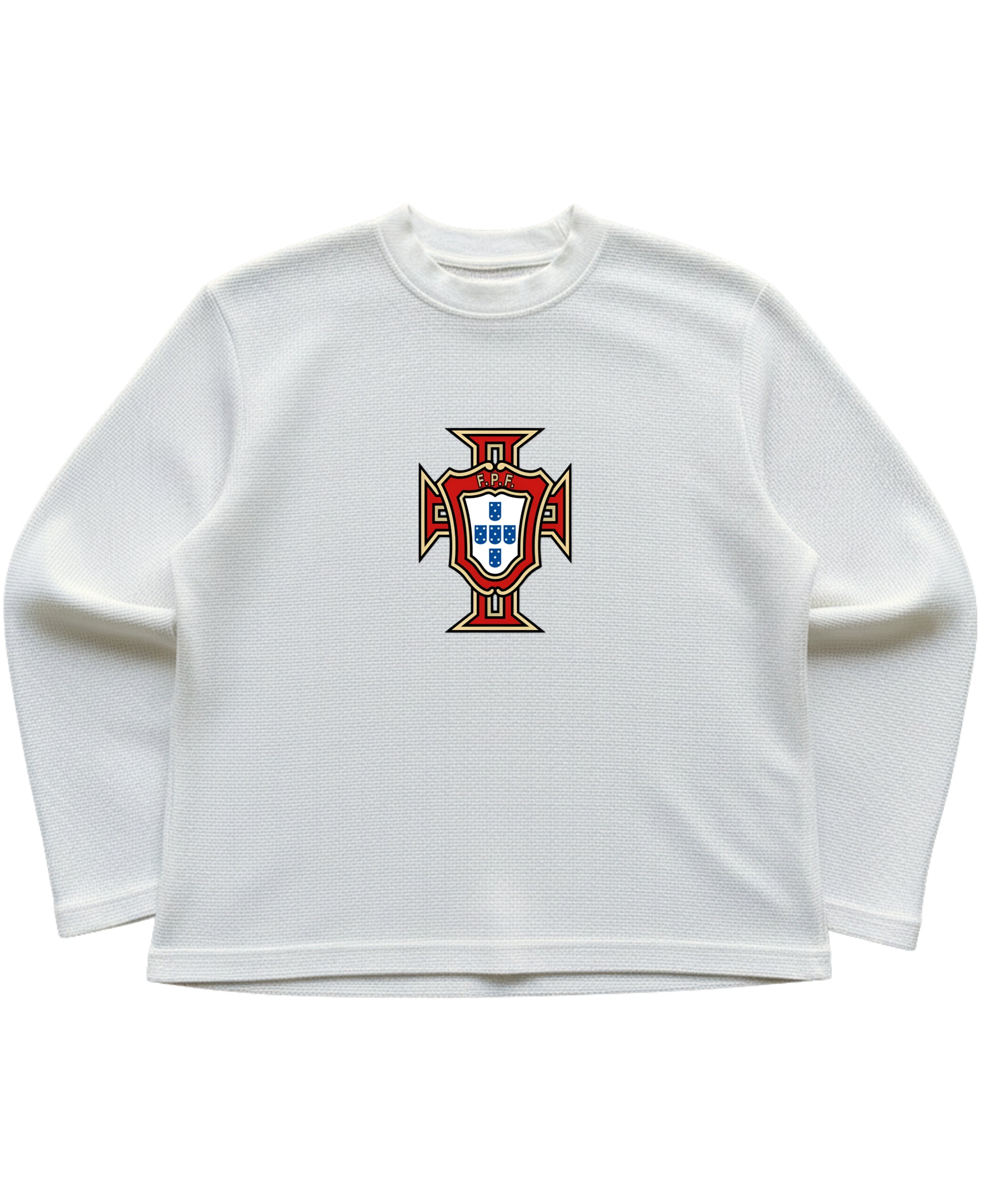 Off-white waffle knit oversized full-sleeve Front Design