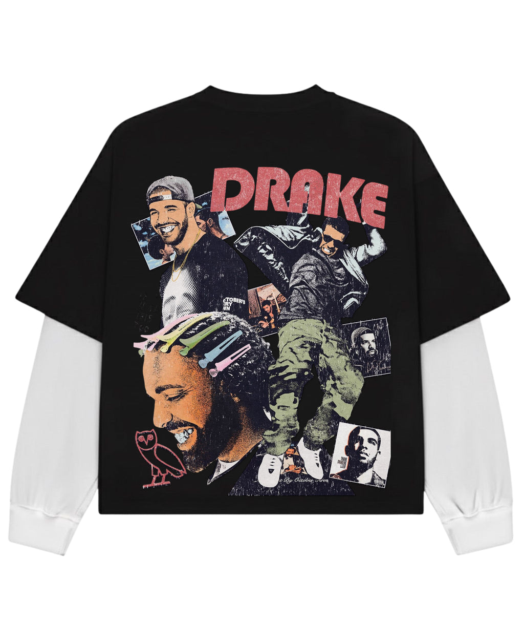 Black With White Sleeve Oversized Tee Back Design