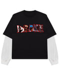 Black With White Sleeve Oversized Tee Front Design