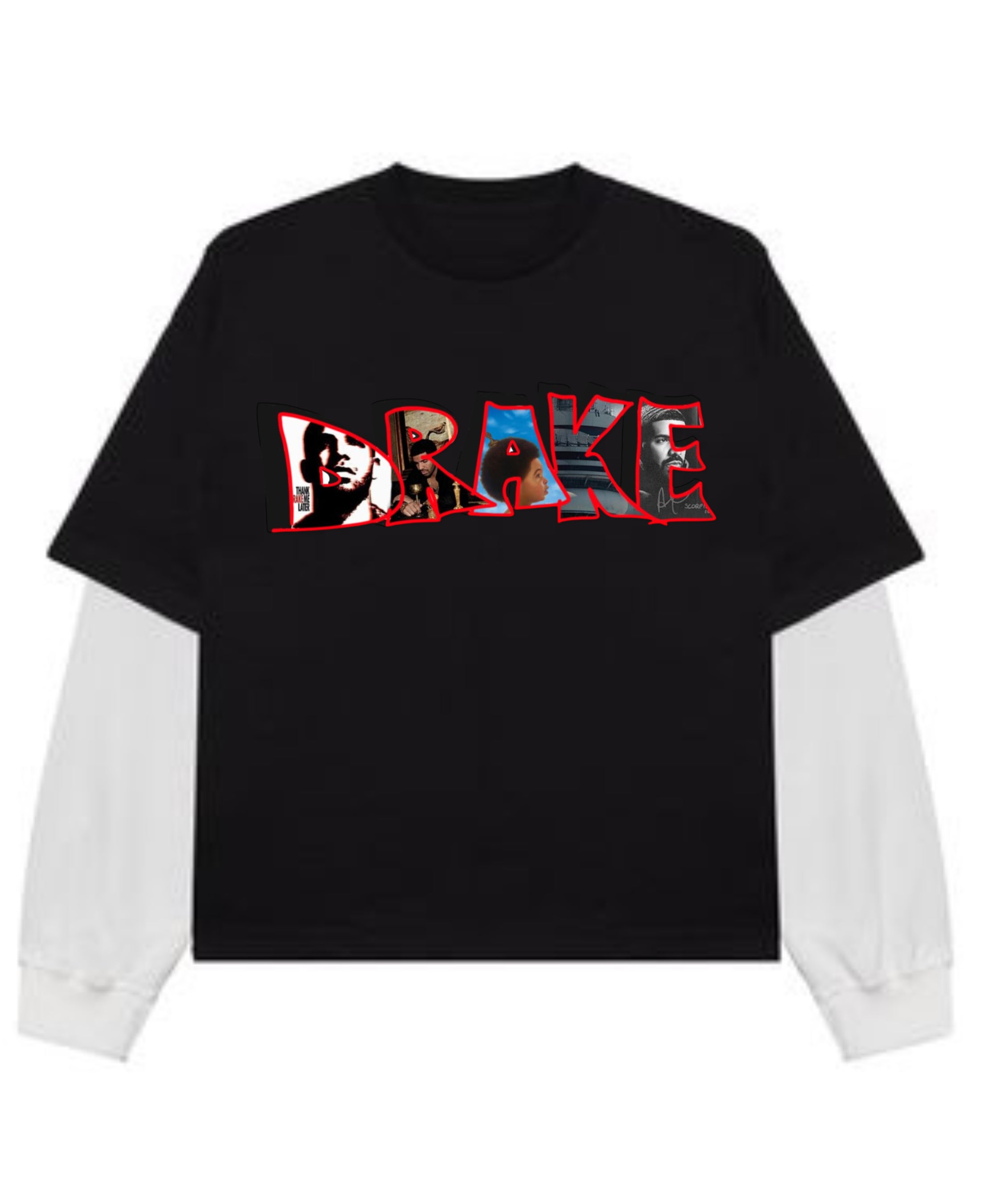 Black With White Sleeve Oversized Tee Front Design