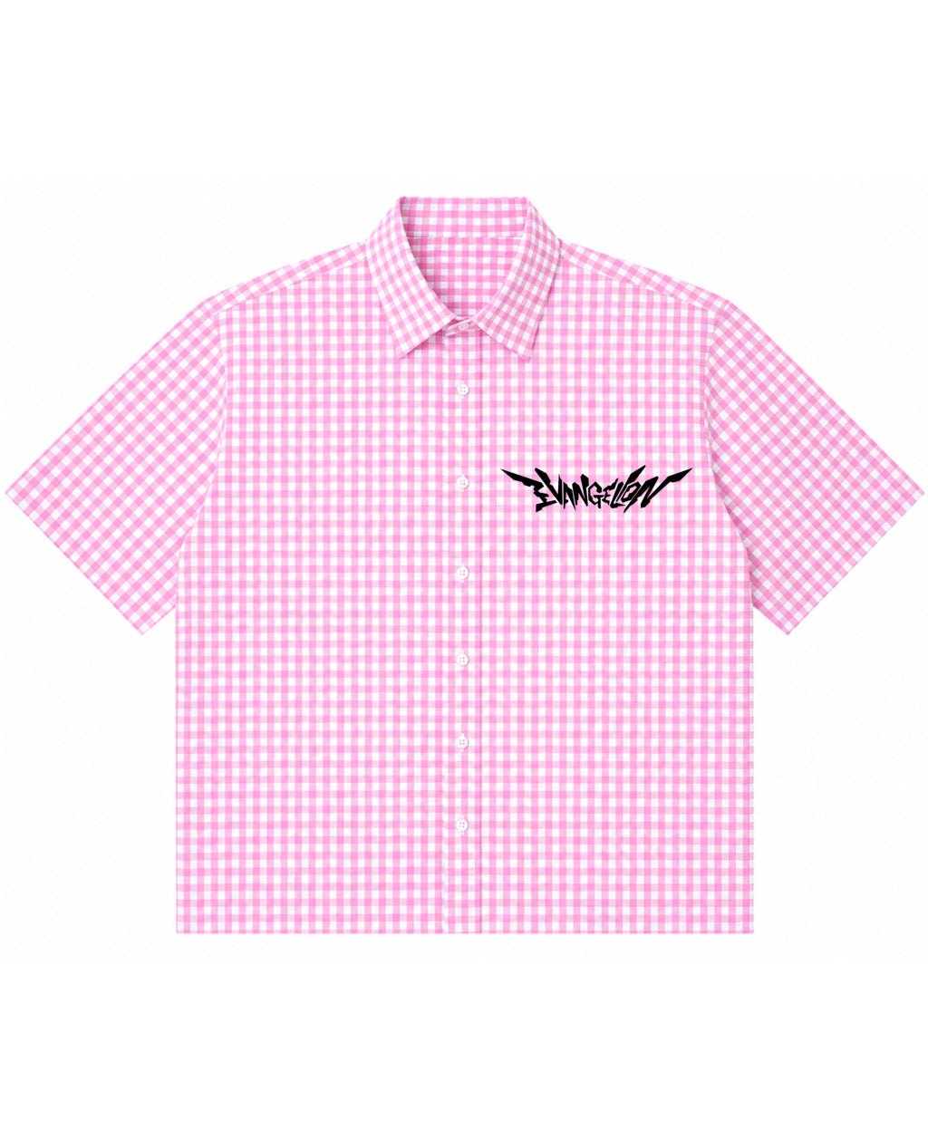 Pink Gingham Oxford Boxy Shirt Front Design