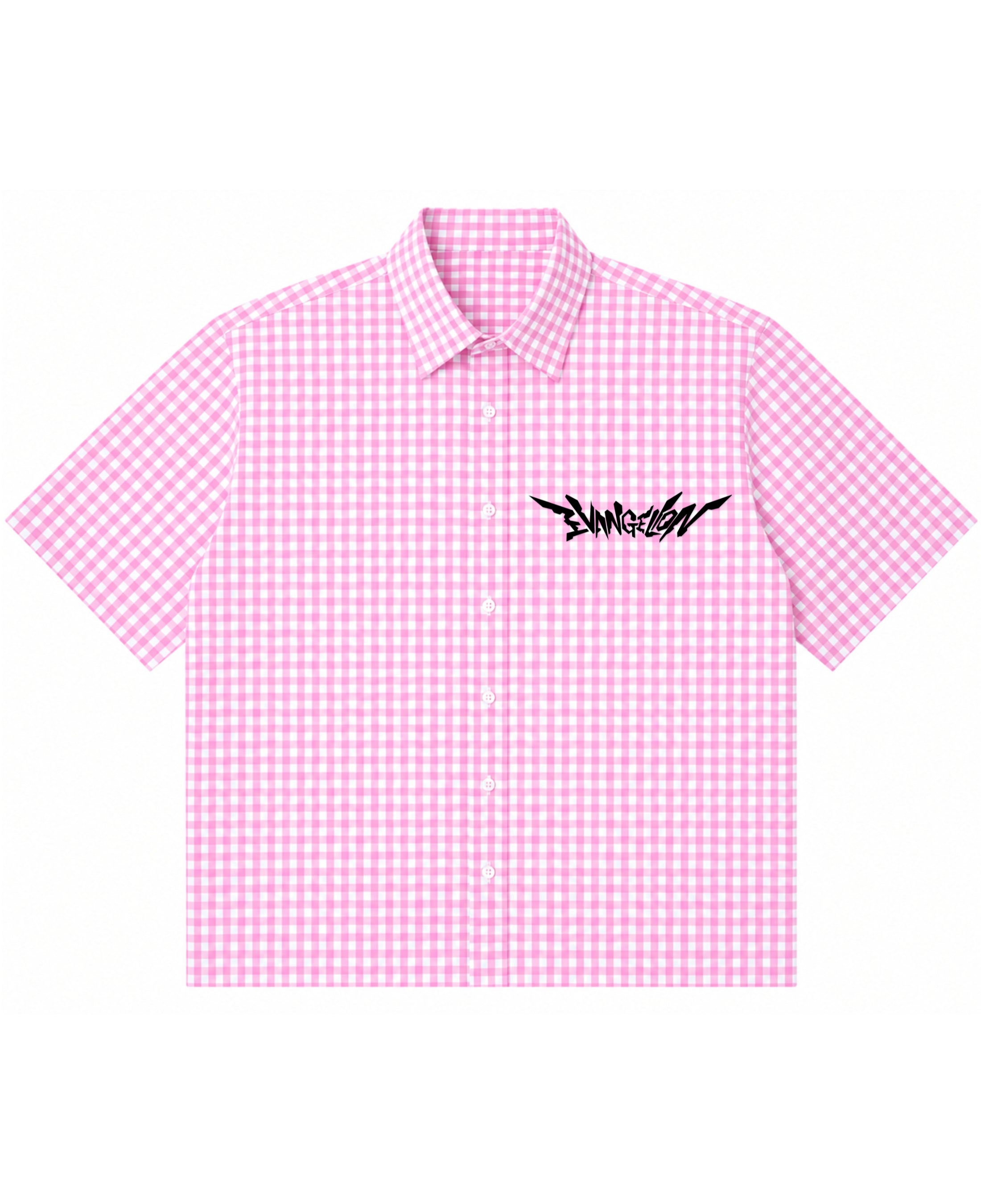 Pink Gingham Oxford Boxy Shirt Front Design