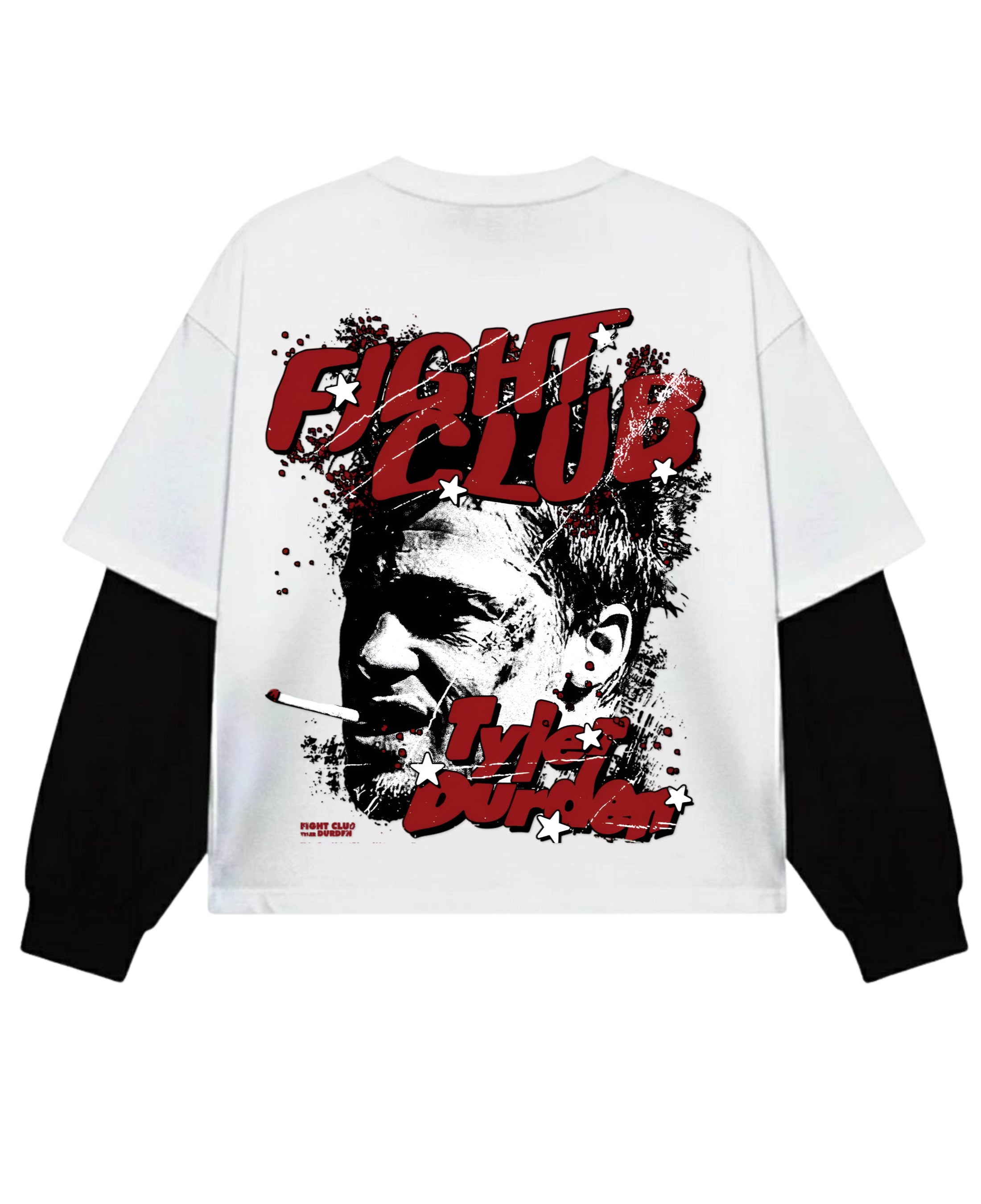 White With Black Sleeve Oversized Tee Back Design