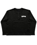 Black Henley waffle knit Front Design