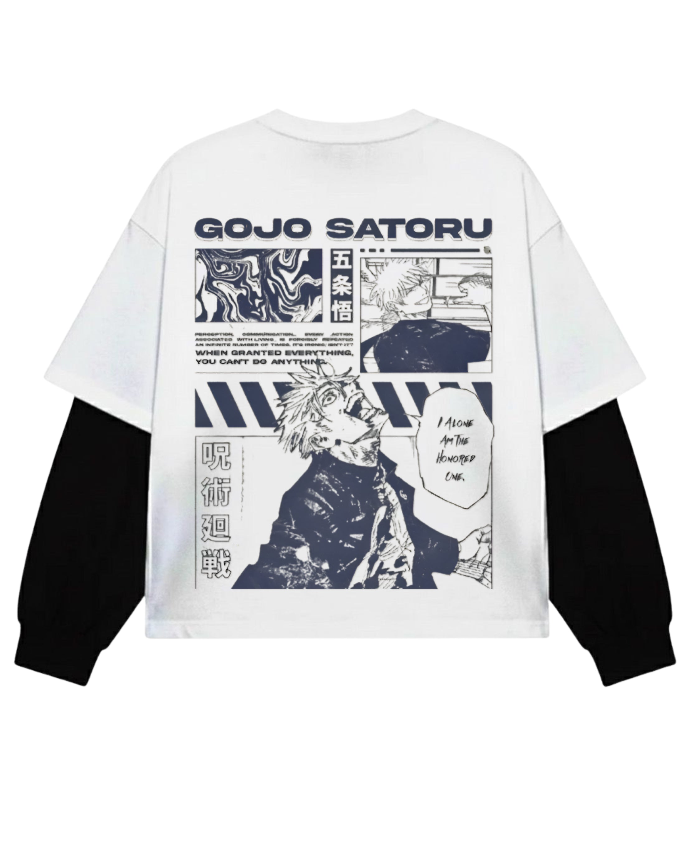 White With Black Sleeve Oversized Tee Back Design