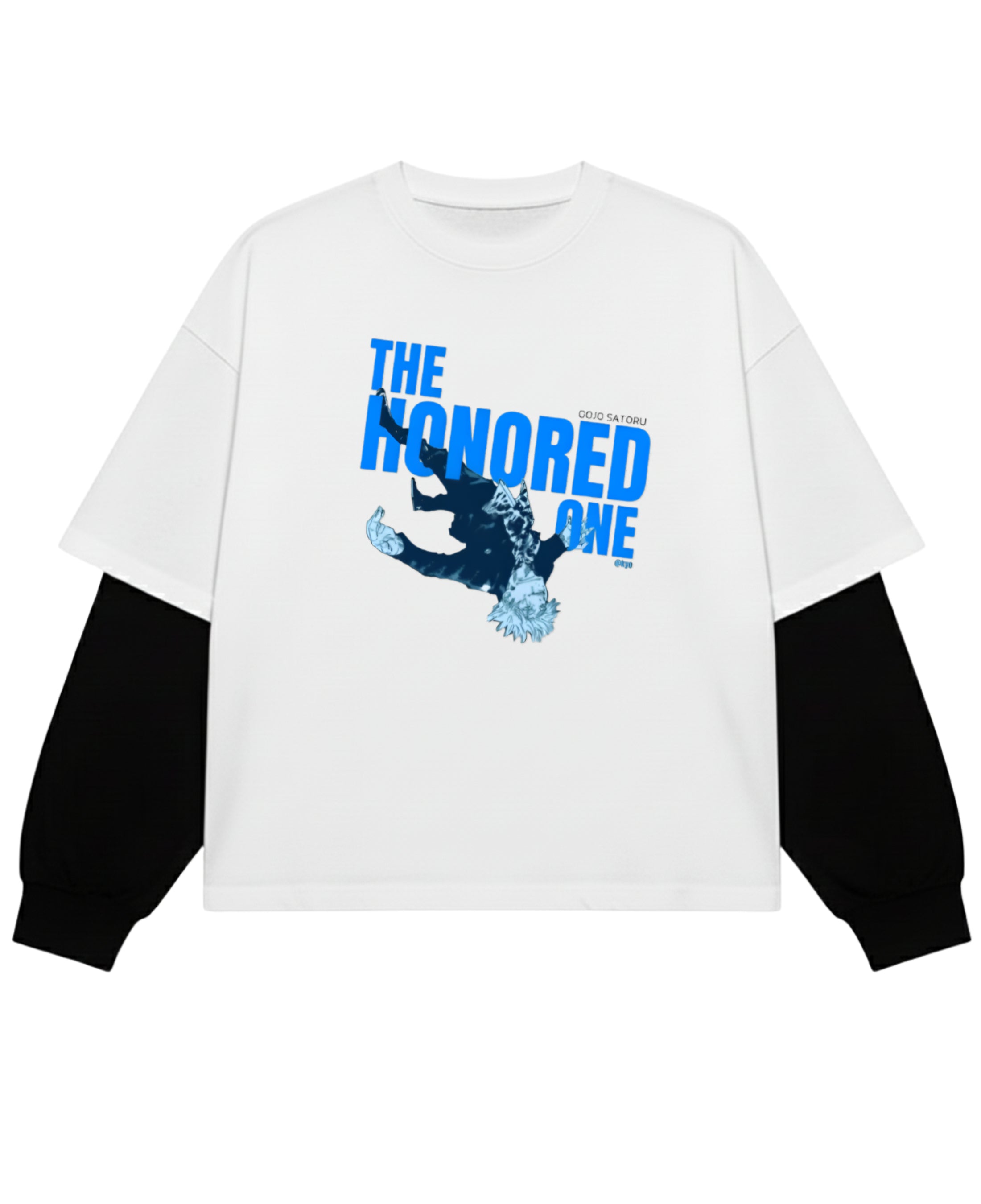 White With Black Sleeve Oversized Tee Front Design
