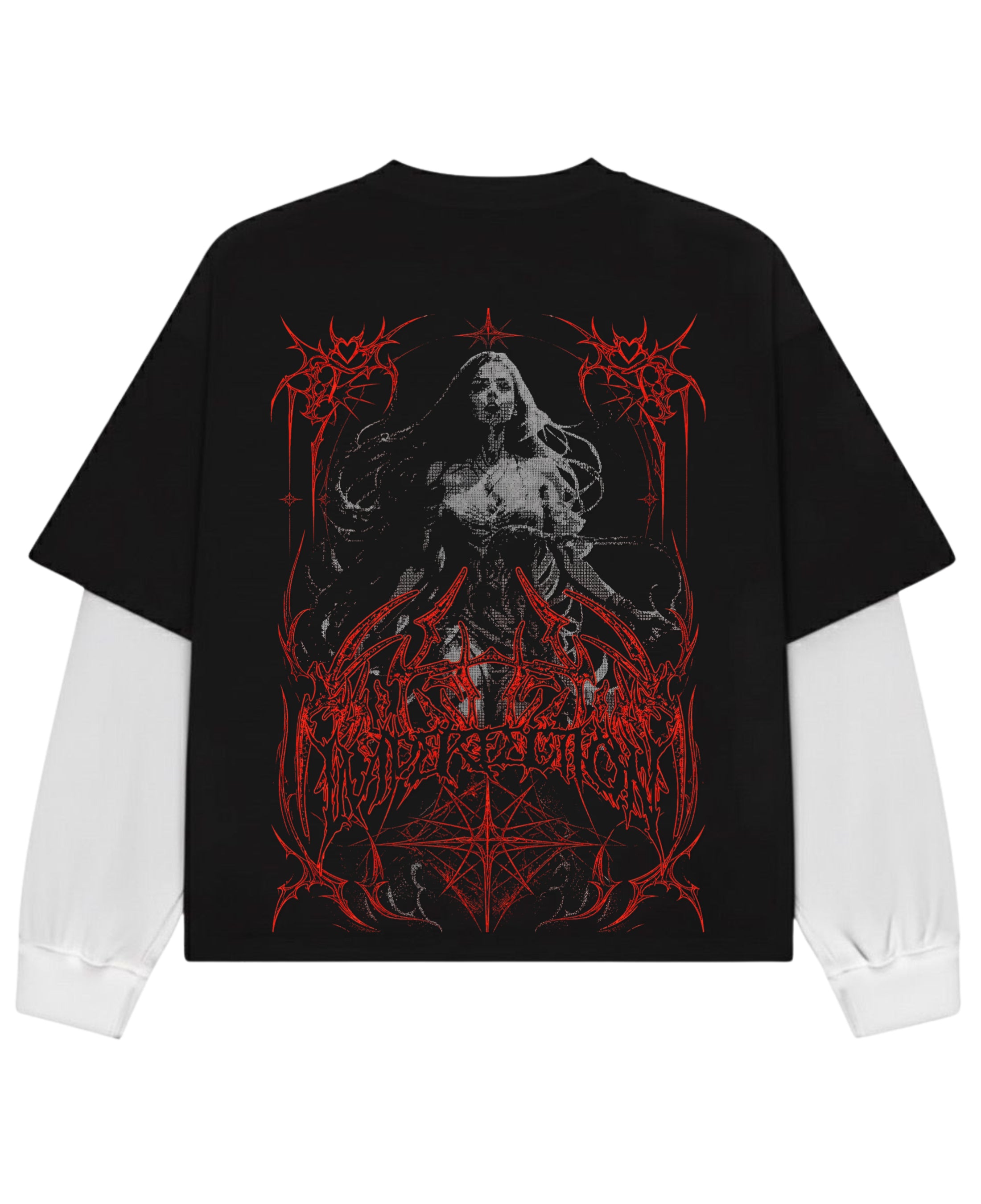 Black With White Sleeve Oversized Tee Back Design