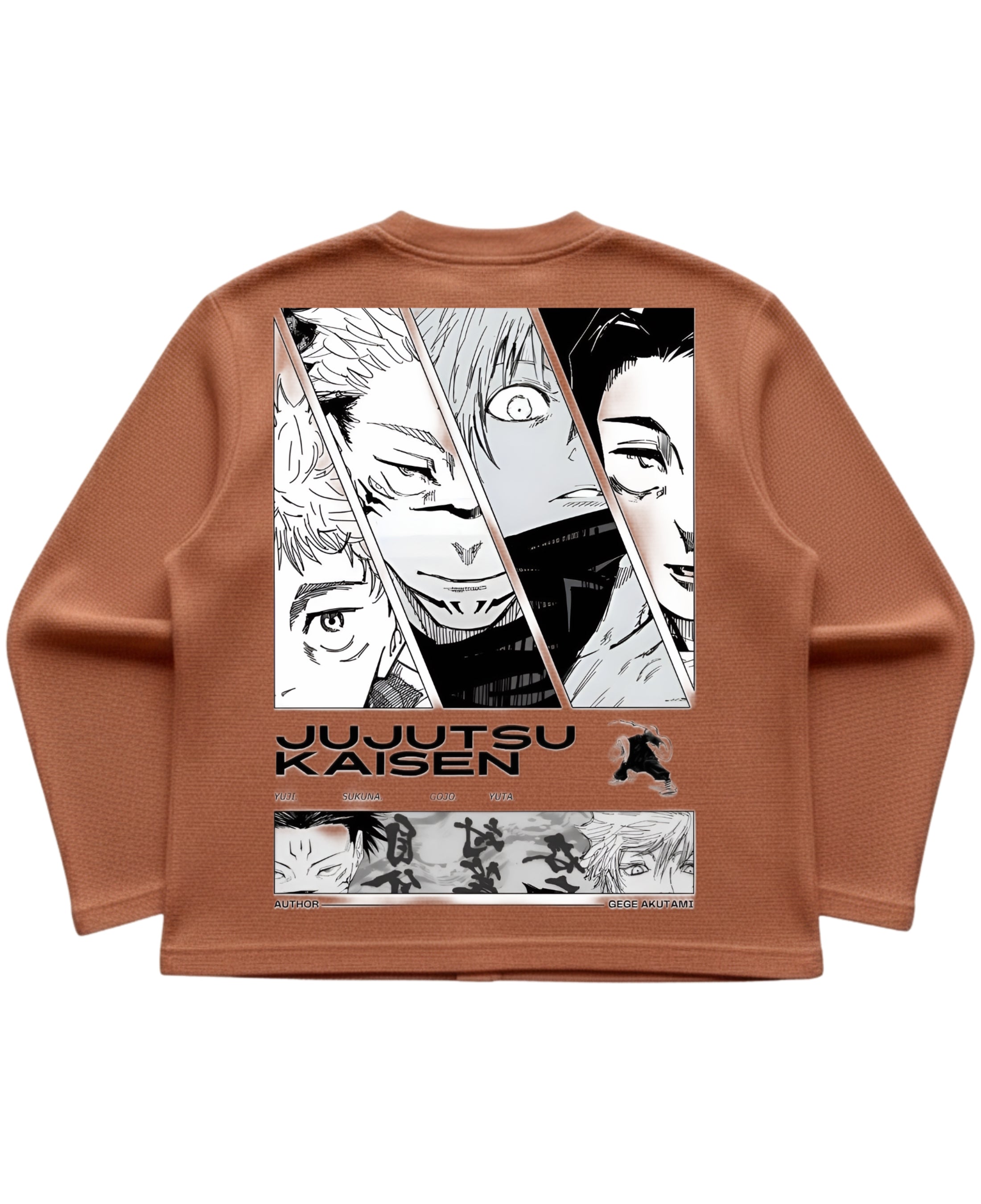 Brown waffle knit oversized full-sleeve Back Design