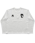 White Henley waffle knit Front Design