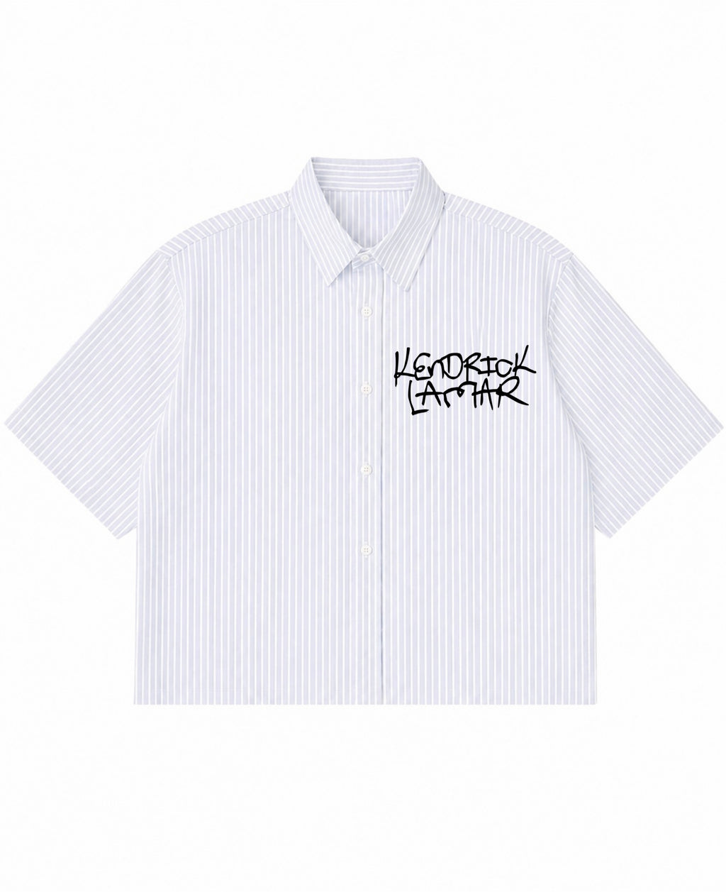 Blue Striped Oxford Boxy Shirt Front Design