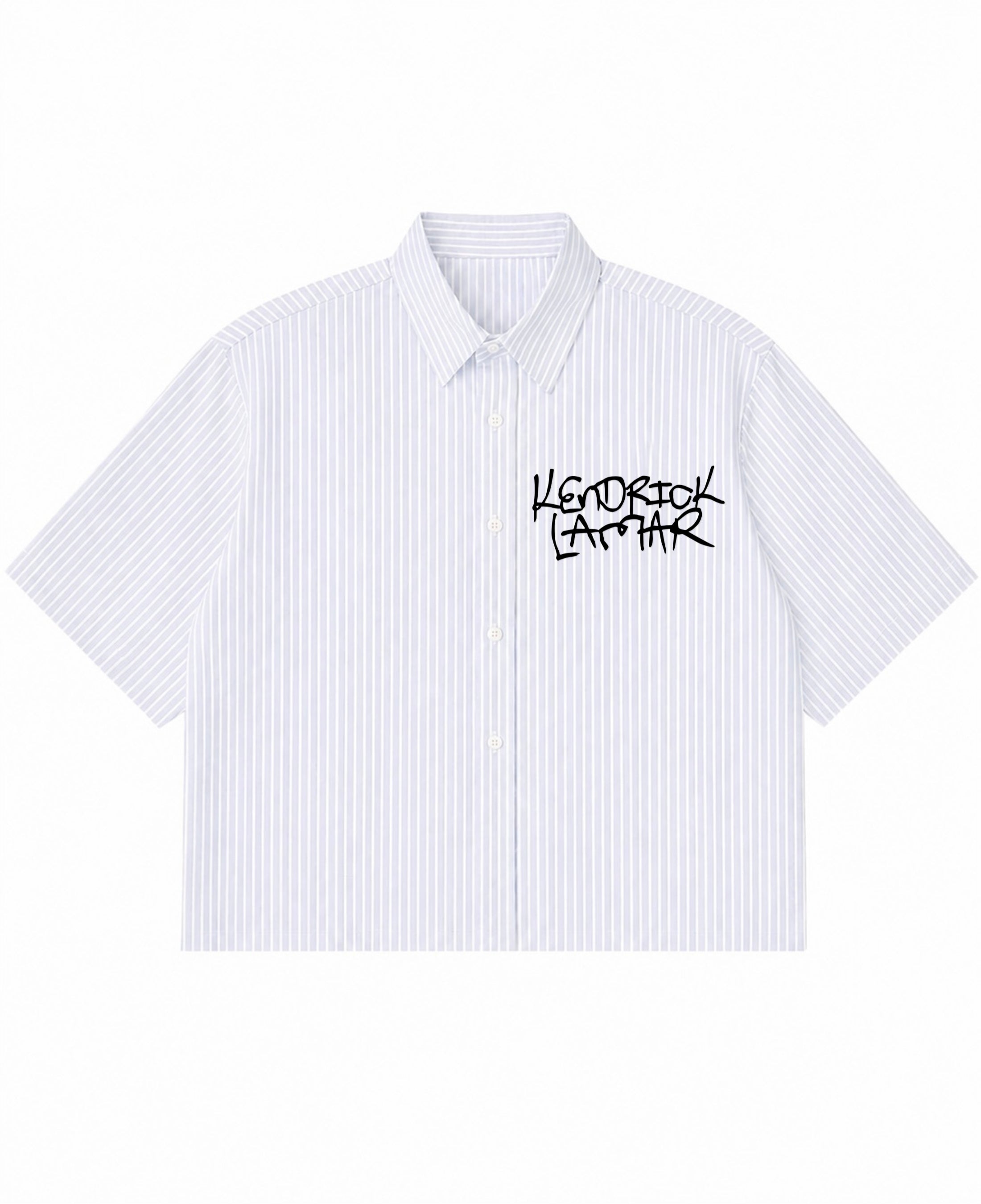 Blue Striped Oxford Boxy Shirt Front Design