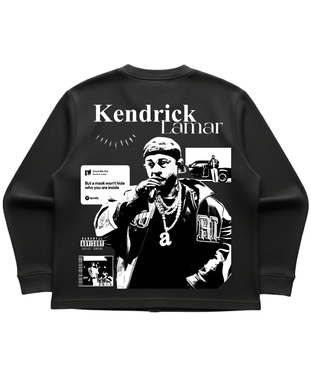 Black waffle knit oversized full-sleeve Back Design