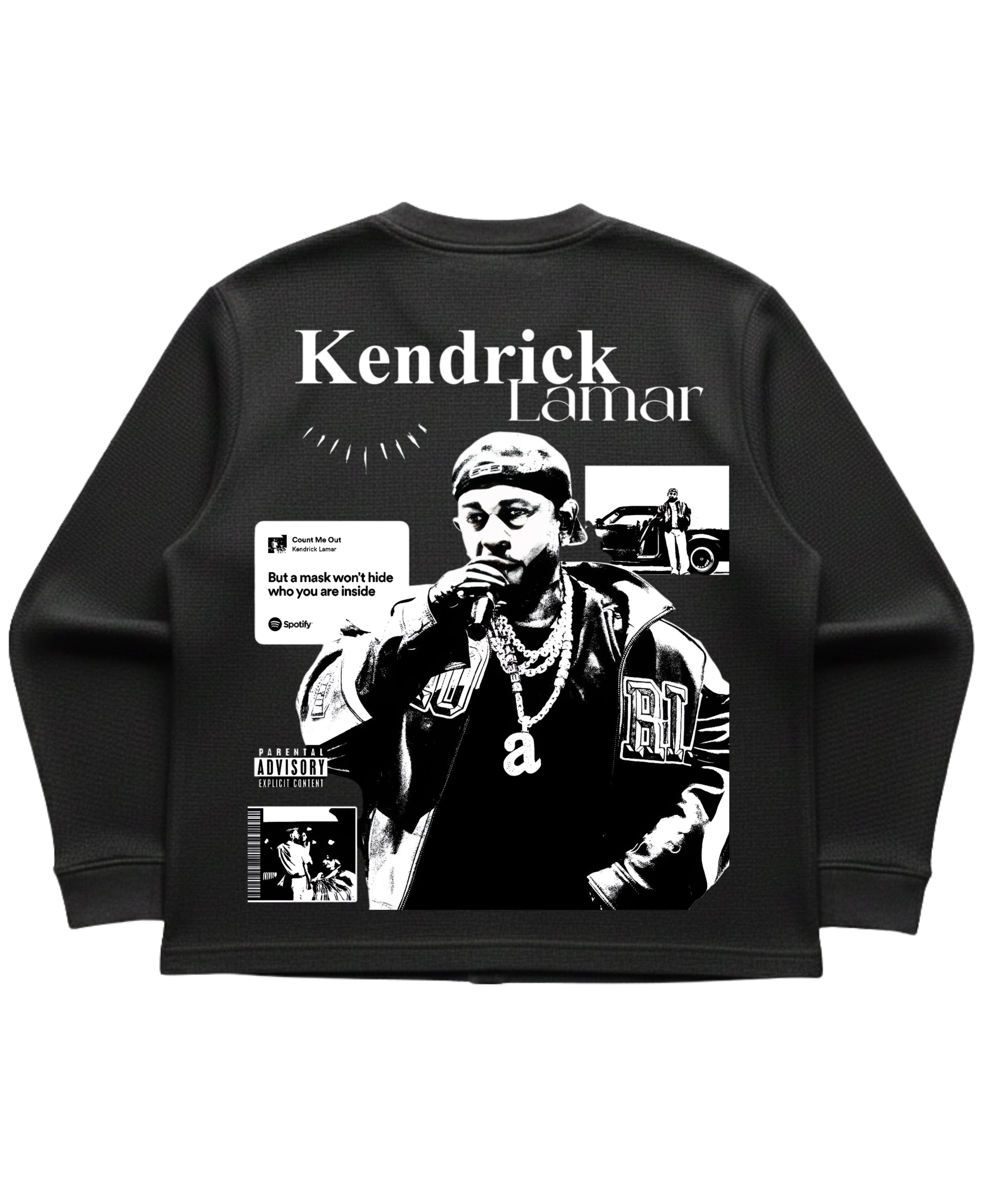 Black waffle knit oversized full-sleeve Back Design