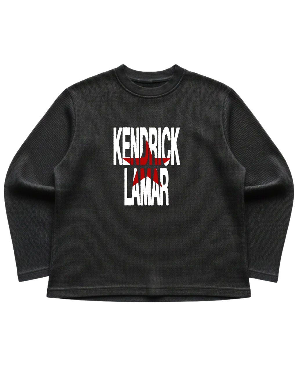 Black waffle knit oversized full-sleeve Front Design