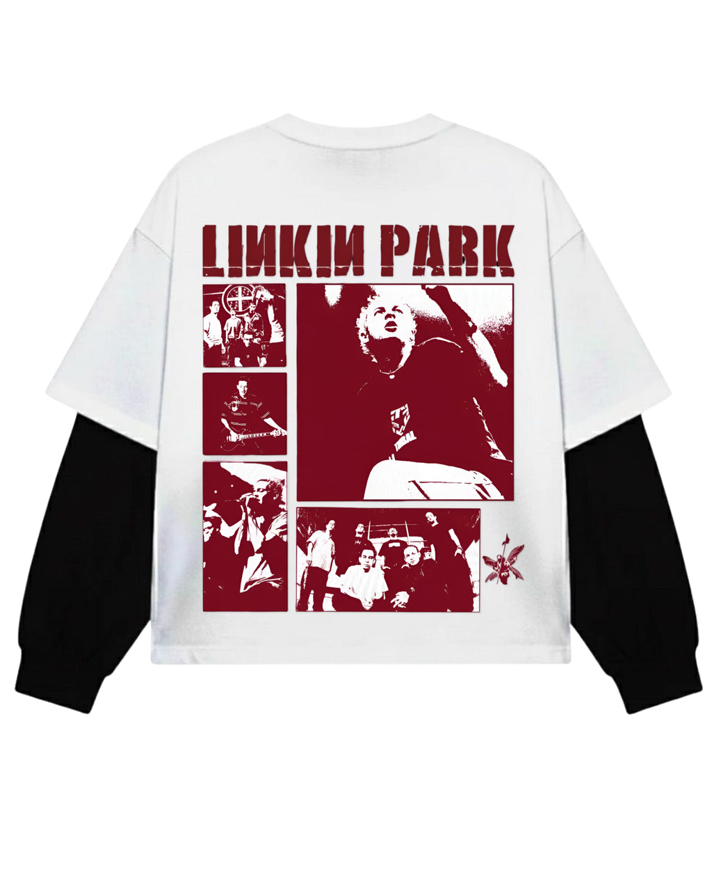 White With Black Sleeve Oversized Tee Back Design