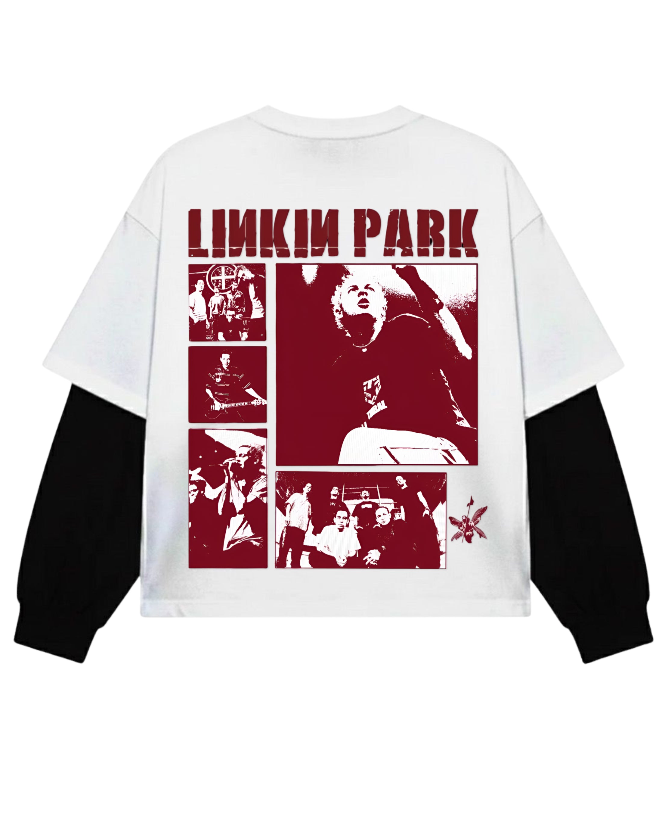 White With Black Sleeve Oversized Tee Back Design