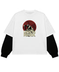 White With Black Sleeve Oversized Tee Front Design