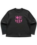 Black waffle knit oversized full-sleeve Front Design