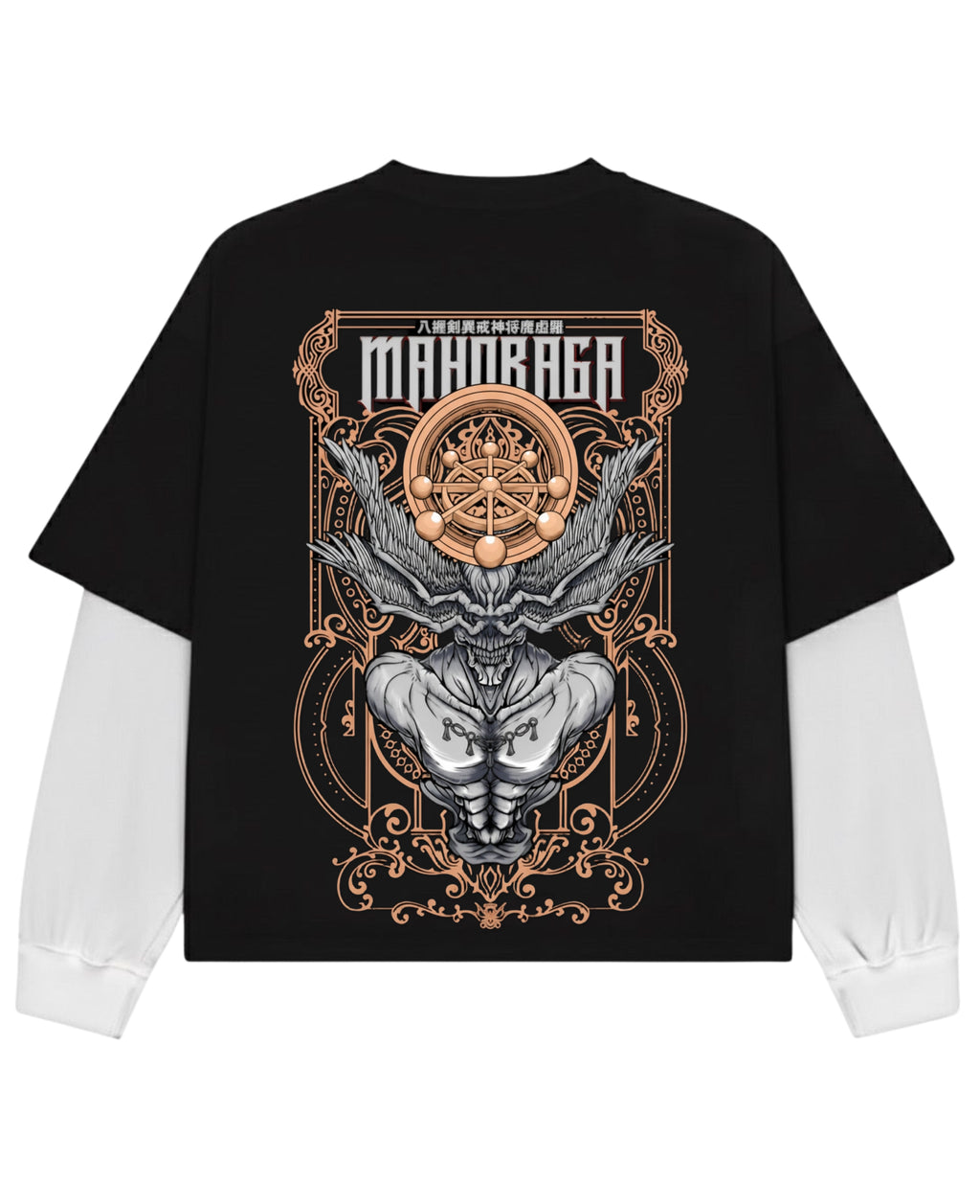Black With White Sleeve Oversized Tee Back Design