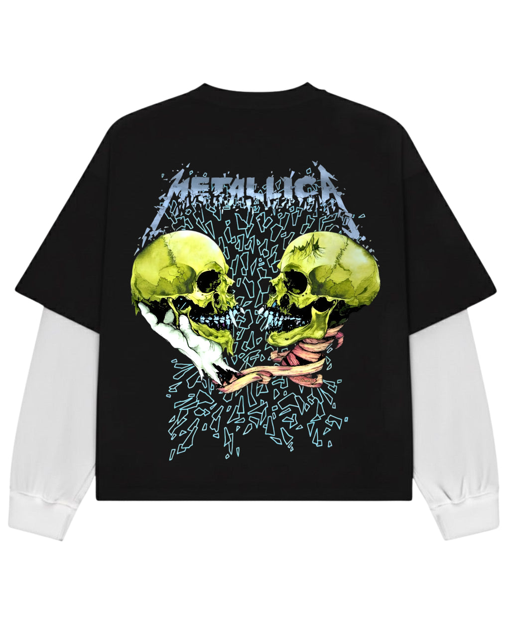 Black With White Sleeve Oversized Tee Back Design