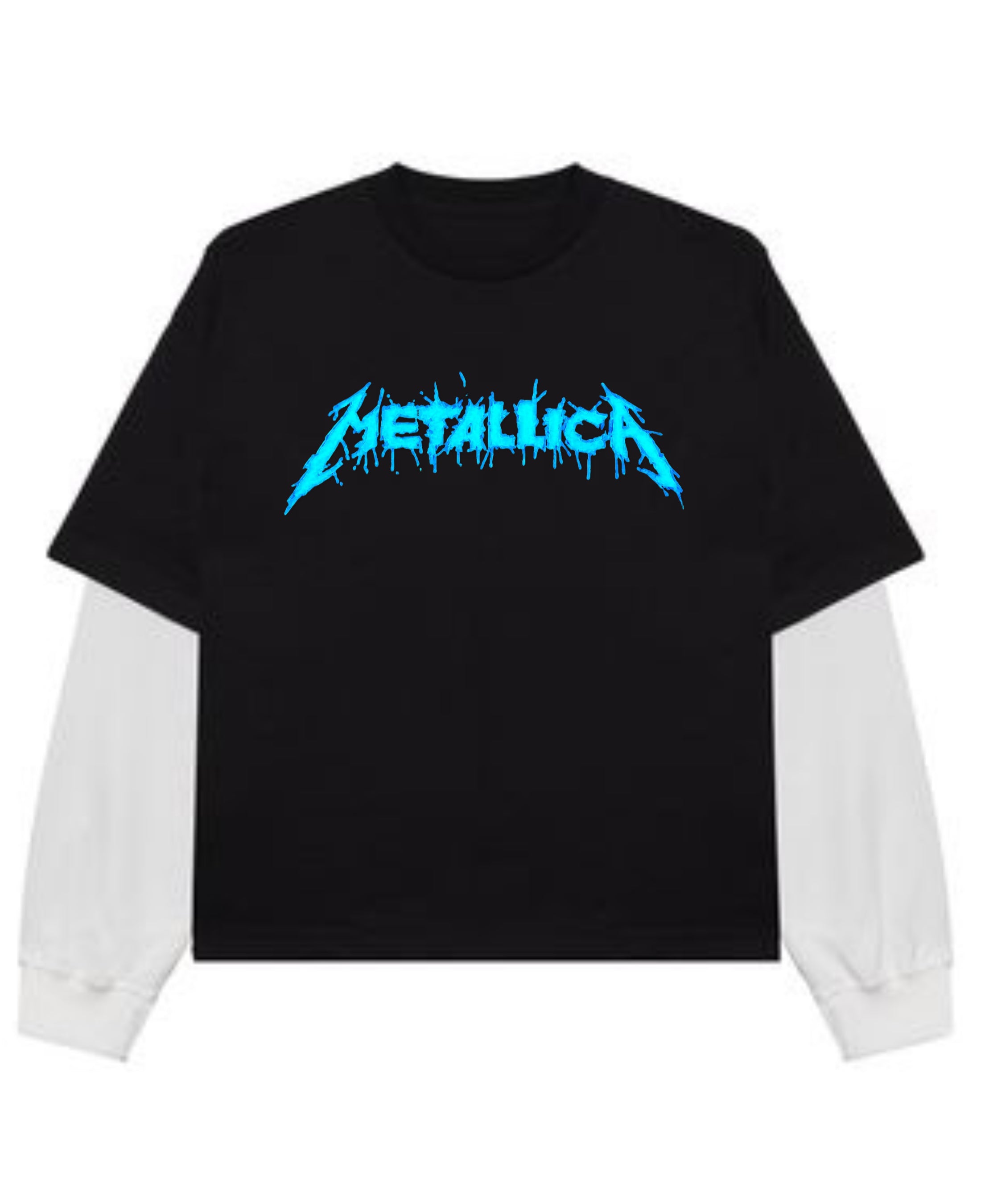 Black With White Sleeve Oversized Tee Front Design