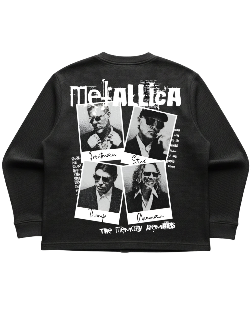 Black waffle knit oversized full-sleeve Back Design