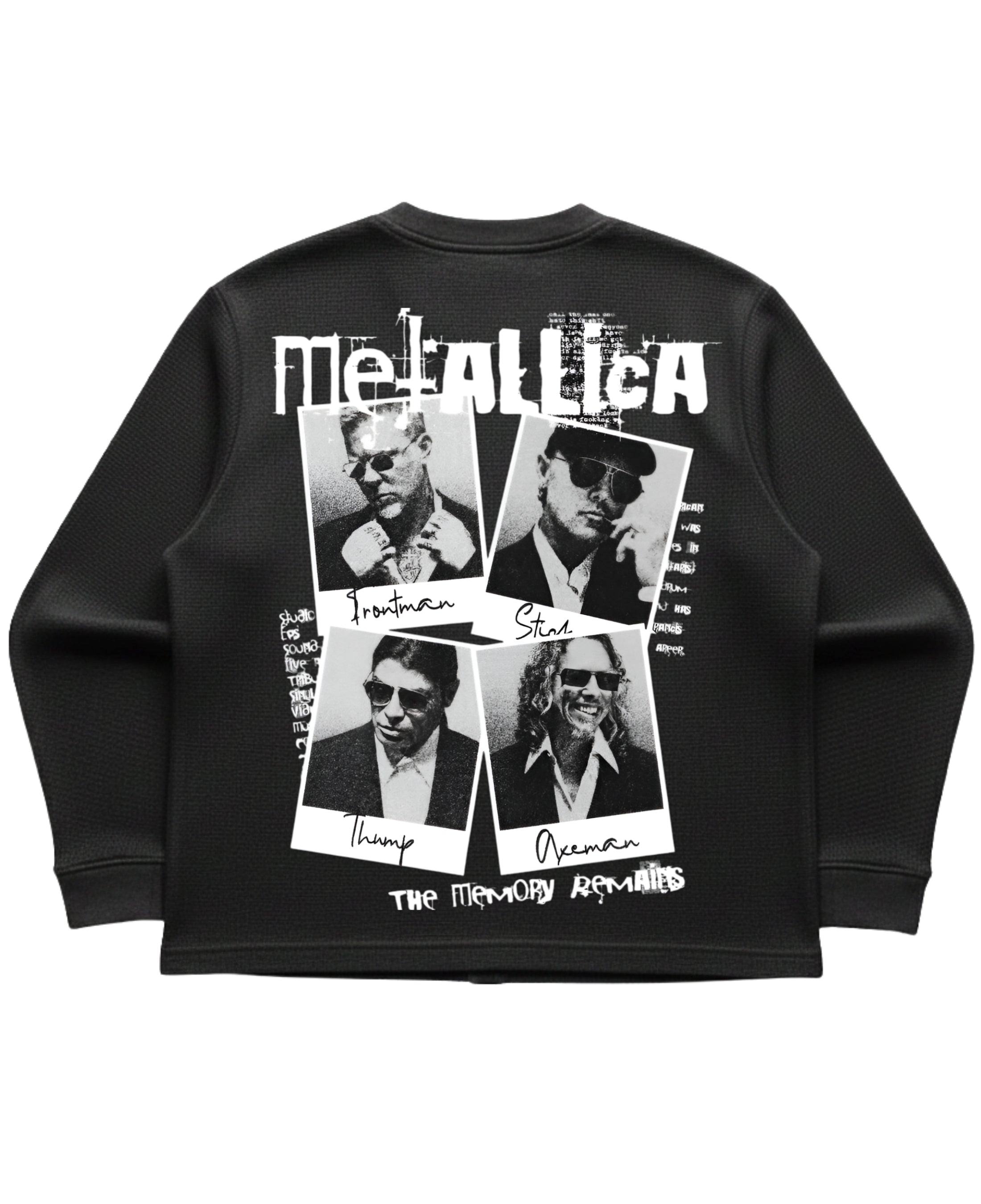 Black waffle knit oversized full-sleeve Back Design
