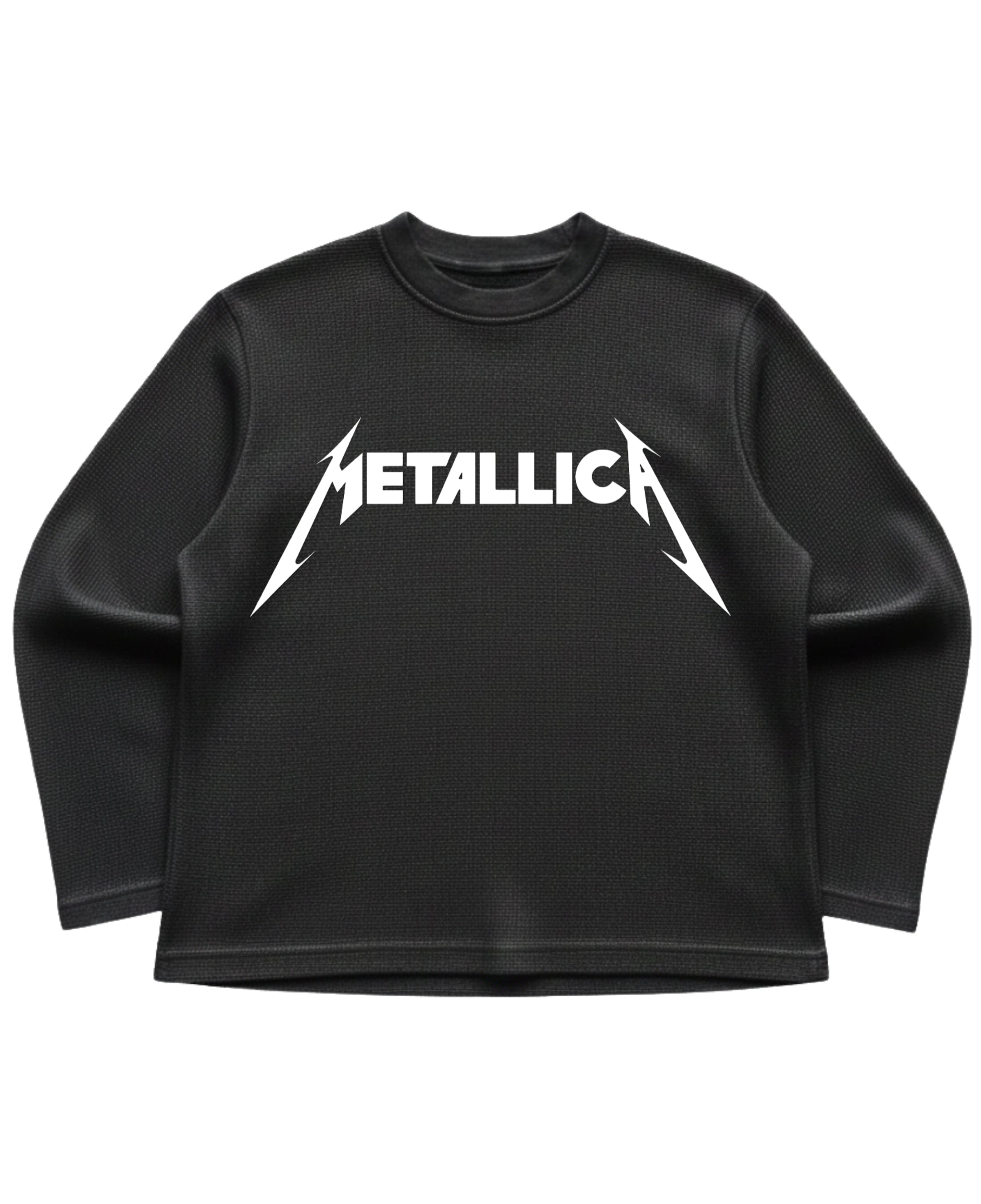 Black waffle knit oversized full-sleeve Front Design