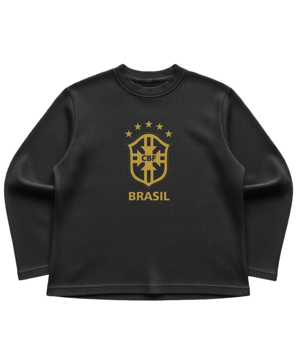 Black waffle knit oversized full-sleeve Front Design