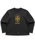 Black waffle knit oversized full-sleeve Front Design