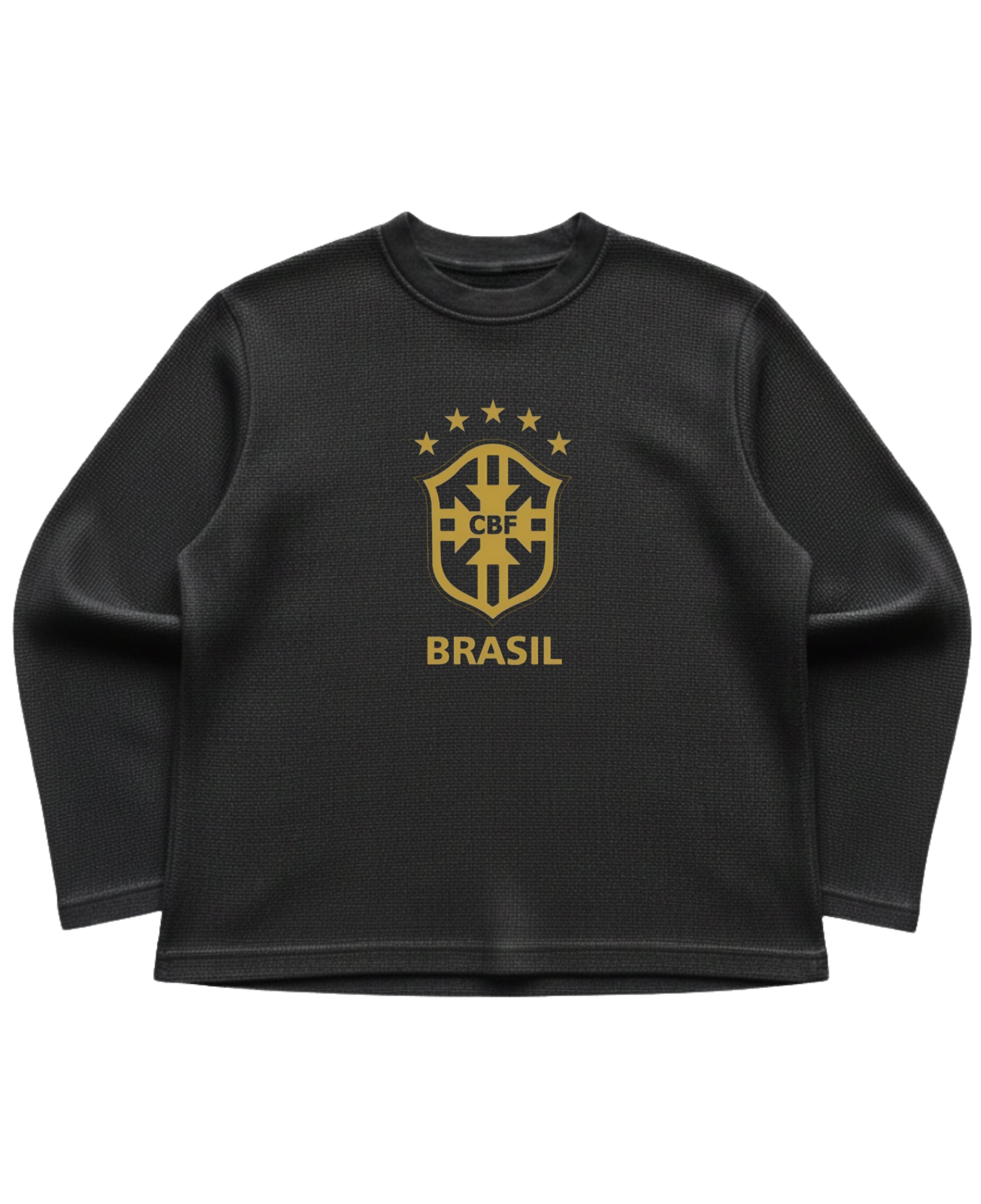 Black waffle knit oversized full-sleeve Front Design