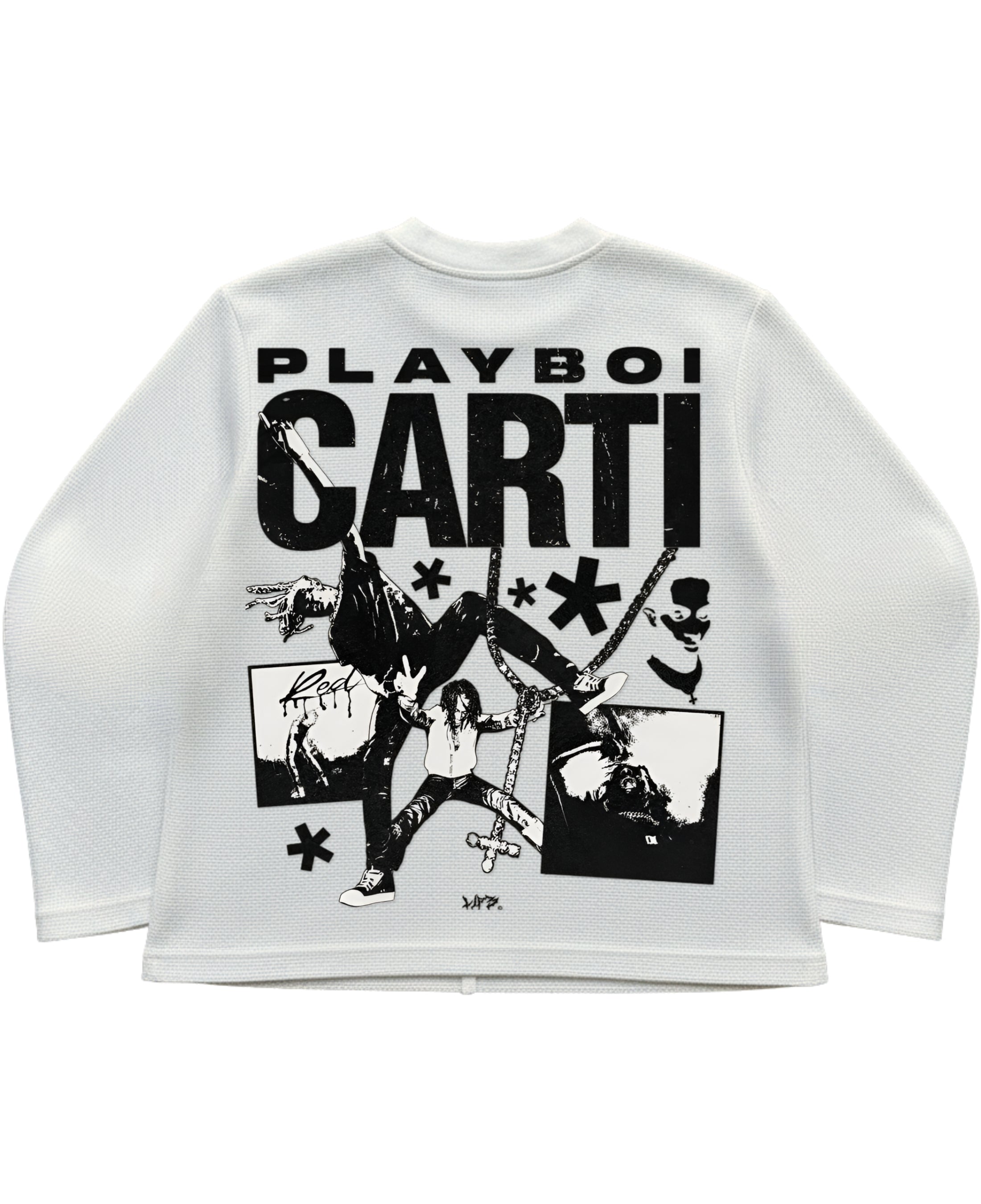 Off-white waffle knit oversized full-sleeve Back Design