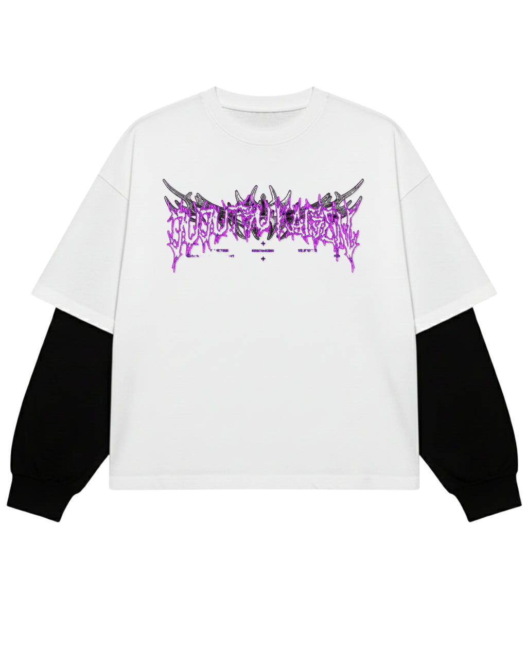 White With Black Sleeve Oversized Tee Front Design