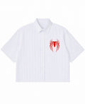 Blue Striped Oxford Boxy Shirt Front Design