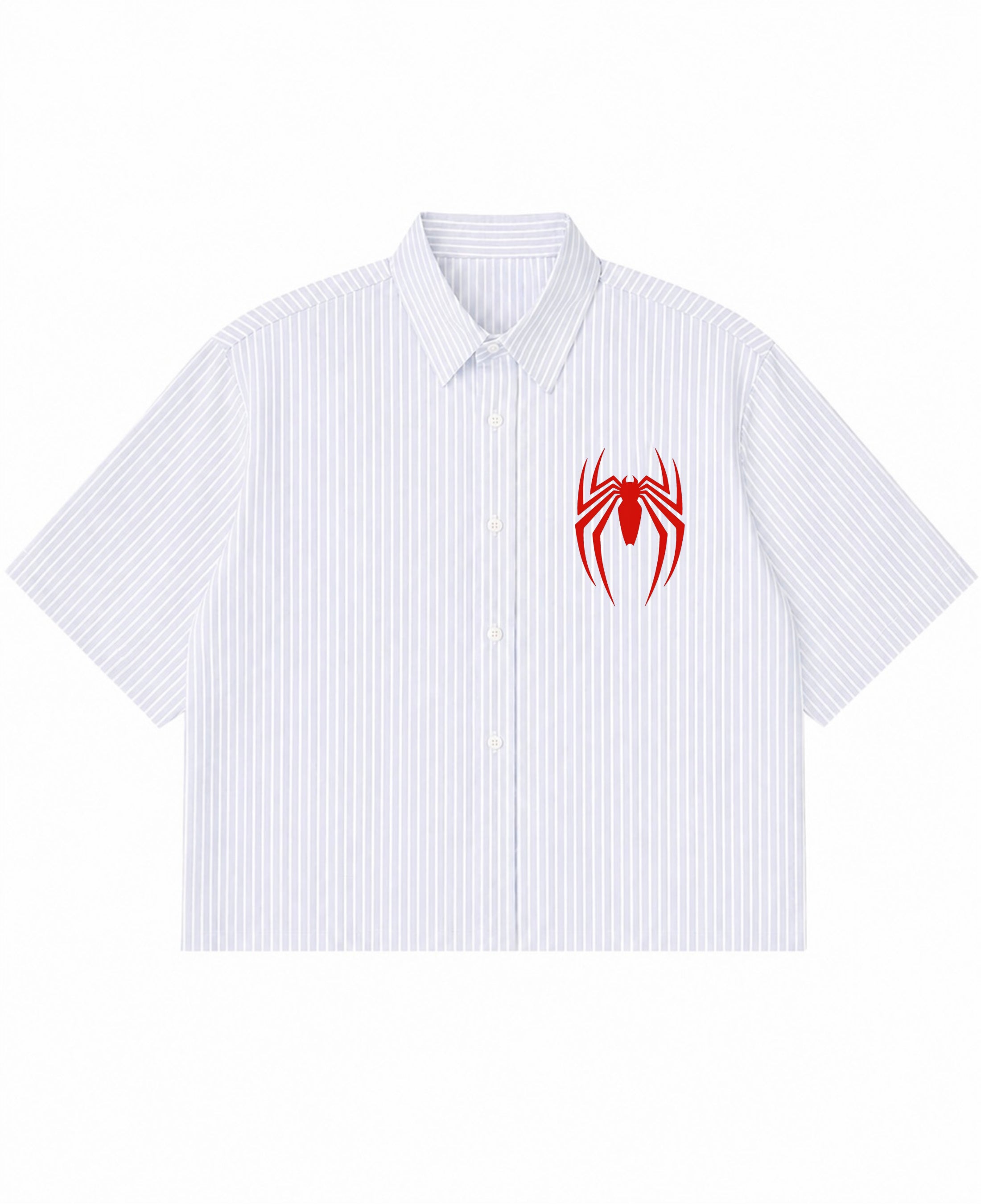 Blue Striped Oxford Boxy Shirt Front Design