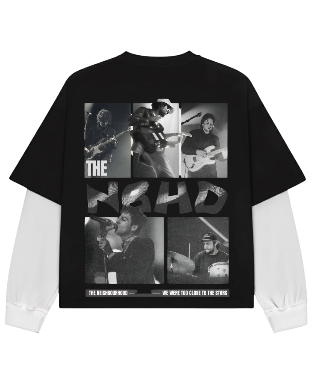 Black With White Sleeve Oversized Tee Back Design