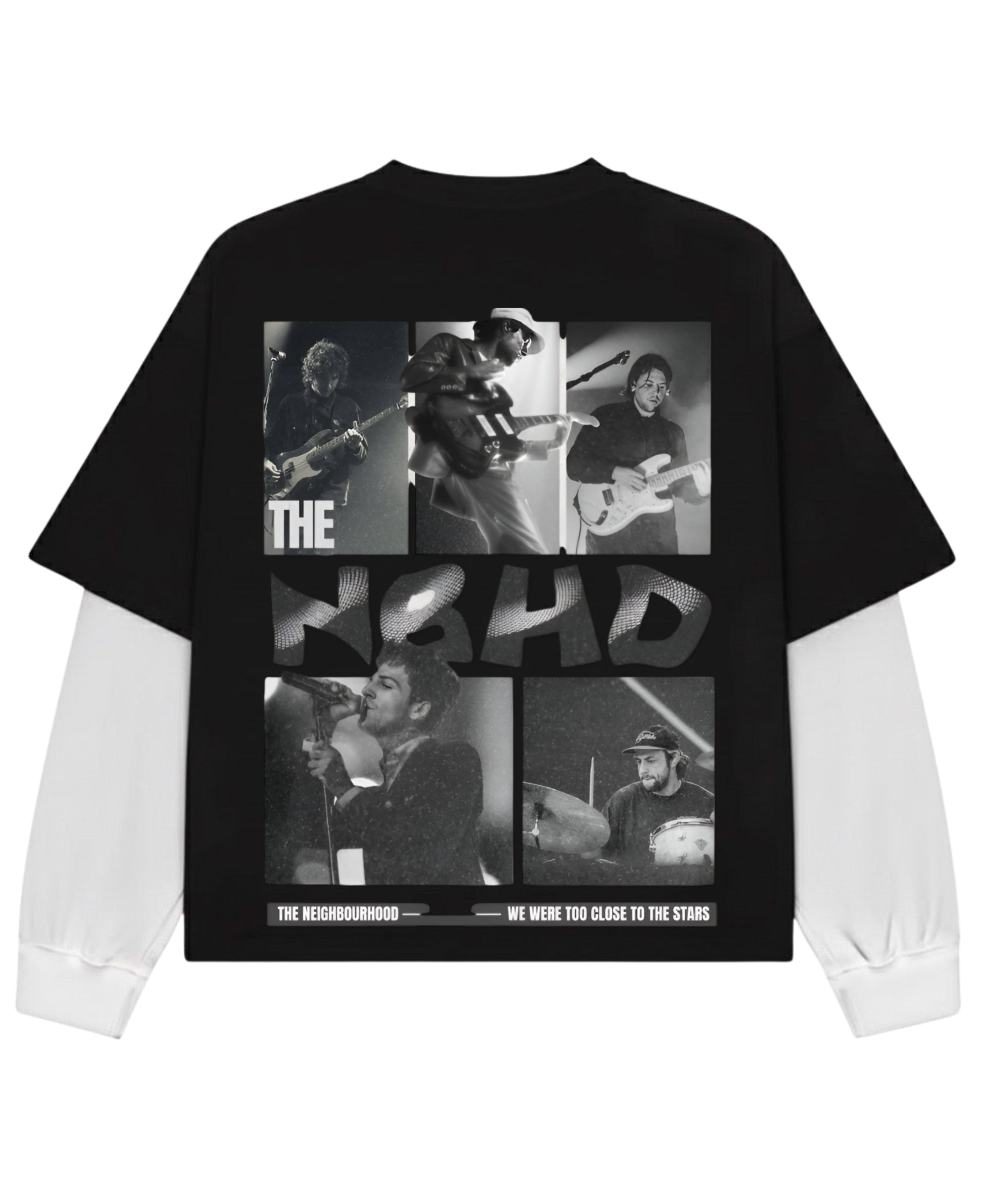 Black With White Sleeve Oversized Tee Back Design