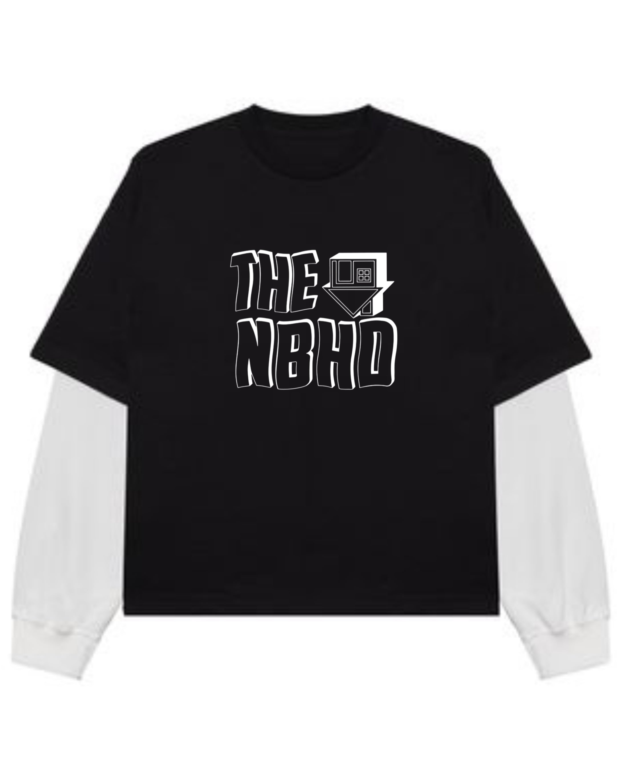 Black With White Sleeve Oversized Tee Front Design