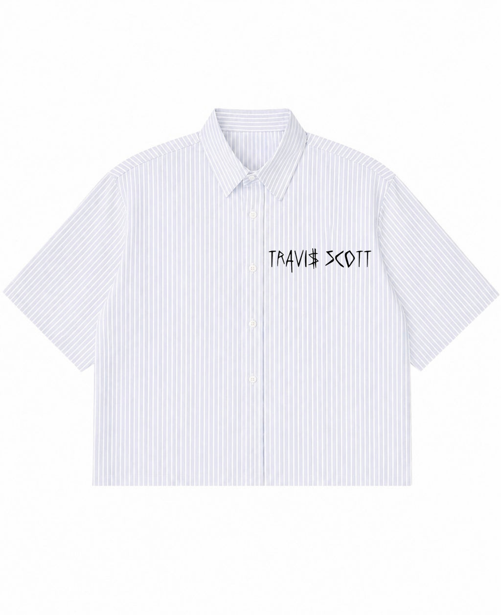 Blue Striped Oxford Boxy Shirt Front Design