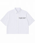 Blue Striped Oxford Boxy Shirt Front Design